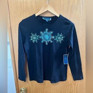 Karen Scott snowflake shirt petite small